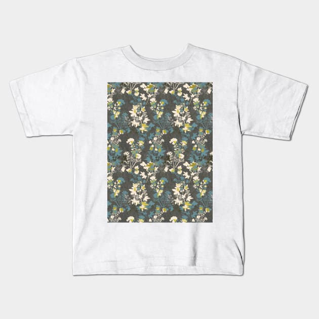 fall winter floral cold flowers Kids T-Shirt by Remotextiles